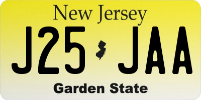 NJ license plate J25JAA