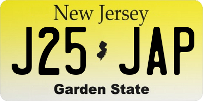 NJ license plate J25JAP