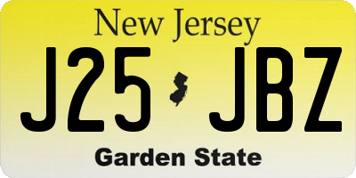 NJ license plate J25JBZ