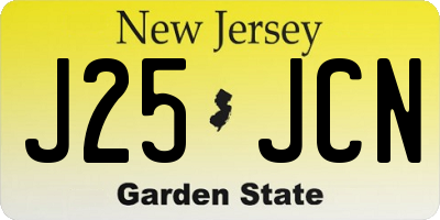 NJ license plate J25JCN