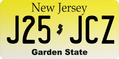 NJ license plate J25JCZ