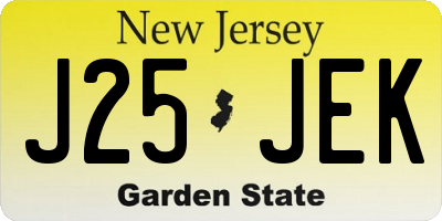 NJ license plate J25JEK
