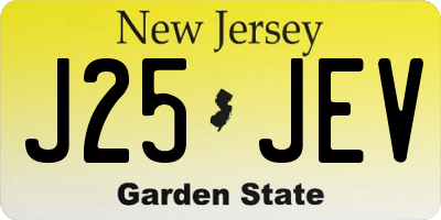 NJ license plate J25JEV
