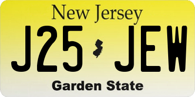 NJ license plate J25JEW