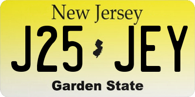 NJ license plate J25JEY