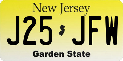 NJ license plate J25JFW