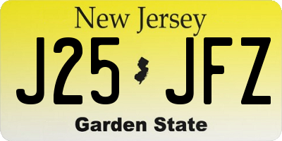 NJ license plate J25JFZ