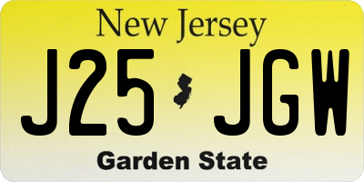 NJ license plate J25JGW