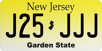 NJ license plate J25JJJ