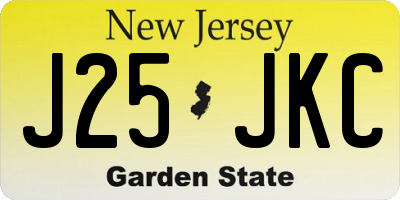 NJ license plate J25JKC