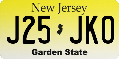 NJ license plate J25JKO
