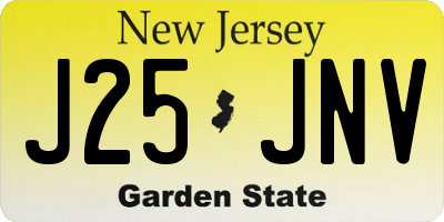 NJ license plate J25JNV