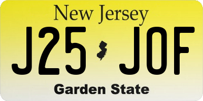 NJ license plate J25JOF