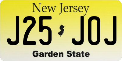 NJ license plate J25JOJ