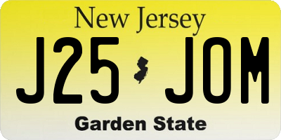 NJ license plate J25JOM
