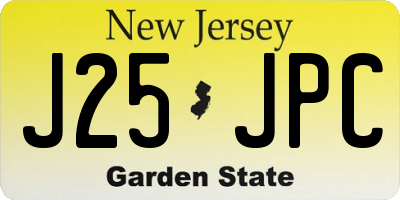 NJ license plate J25JPC