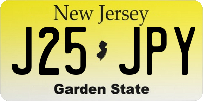 NJ license plate J25JPY