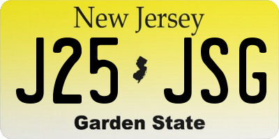 NJ license plate J25JSG