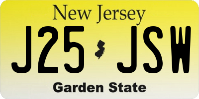 NJ license plate J25JSW