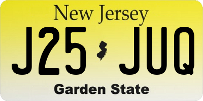 NJ license plate J25JUQ