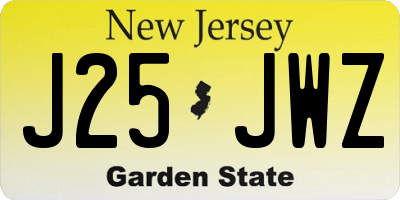 NJ license plate J25JWZ
