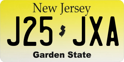 NJ license plate J25JXA
