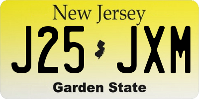 NJ license plate J25JXM