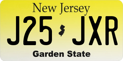 NJ license plate J25JXR