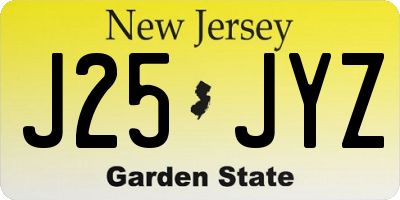 NJ license plate J25JYZ