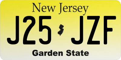 NJ license plate J25JZF