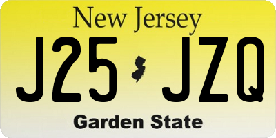 NJ license plate J25JZQ