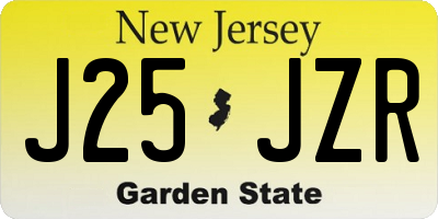 NJ license plate J25JZR