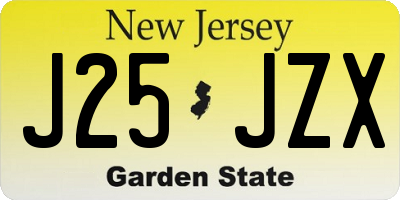 NJ license plate J25JZX