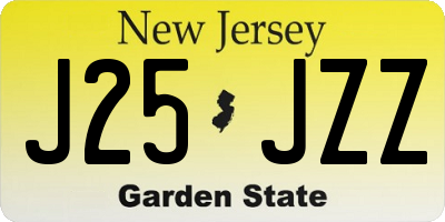 NJ license plate J25JZZ