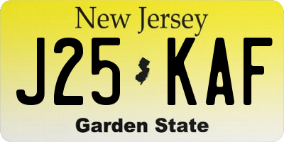NJ license plate J25KAF