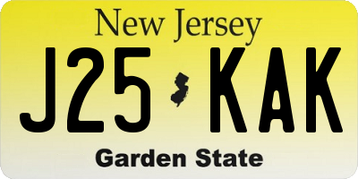 NJ license plate J25KAK