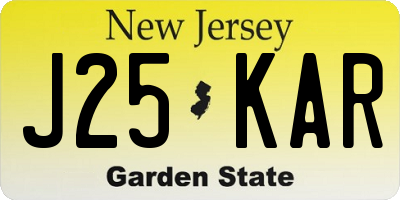 NJ license plate J25KAR