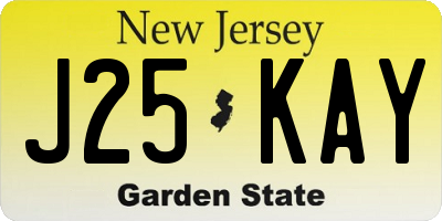 NJ license plate J25KAY