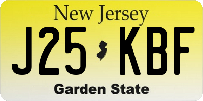 NJ license plate J25KBF