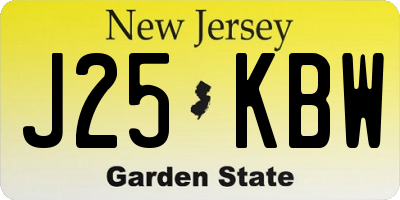 NJ license plate J25KBW