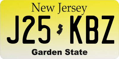 NJ license plate J25KBZ