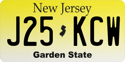 NJ license plate J25KCW