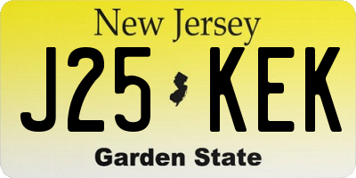 NJ license plate J25KEK