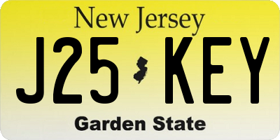 NJ license plate J25KEY