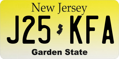 NJ license plate J25KFA