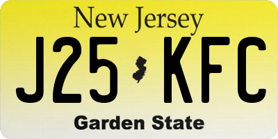 NJ license plate J25KFC