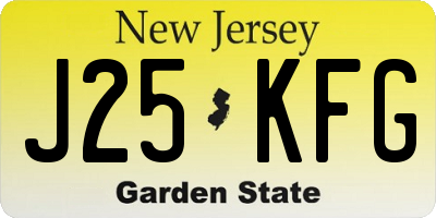NJ license plate J25KFG