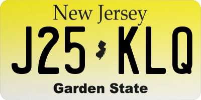 NJ license plate J25KLQ