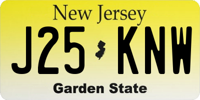 NJ license plate J25KNW