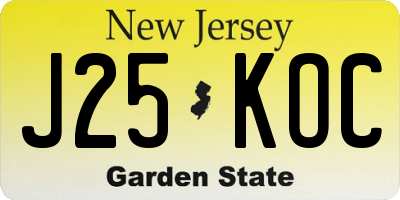 NJ license plate J25KOC